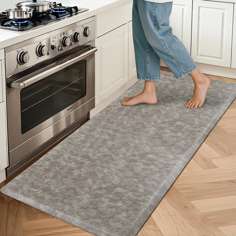 HEBE Kitchen Mat Cushioned Anti Fatigue Comfort Floor Mat 20"x60" Waterproof Non Slip Kitchen Rug Runner Laundry Room Rug Floor Carpet Heavy Duty Comfort Standing Mat Pads,Grey - Image 1